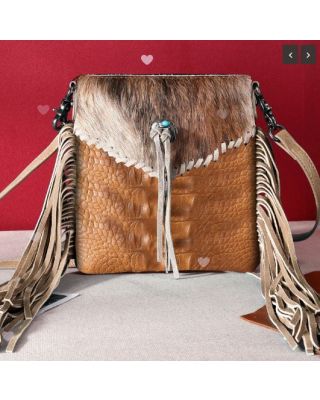 MW1268-8360 LBR Montana West Hair-On Collection Crossbody