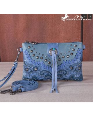 MW1269-181 JN Montana West Embroidered Scroll Cut-out Collection Clutch/Crossbody