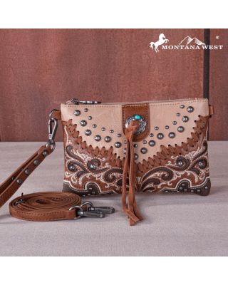 MW1269-181 TN Montana West Embroidered Scroll Cut-out Collection Clutch/Crossbody