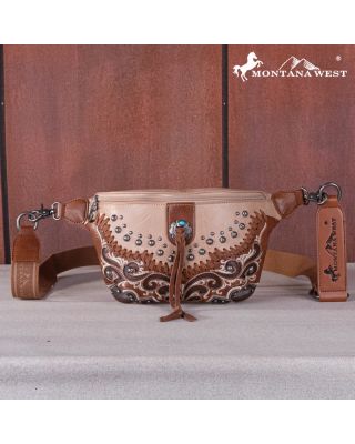 MW1269-194 TN Montana West Embroidered Scroll Cut-out Collection Belt Bag