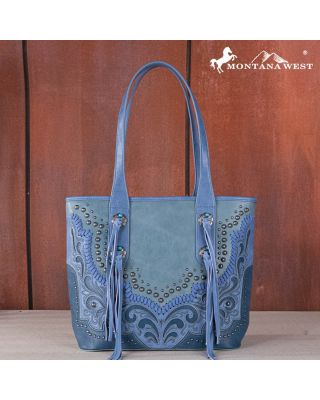 MW1269G-8317 JN  Montana West Embroidered scroll Cut-out Collection Concealed Carry Tote