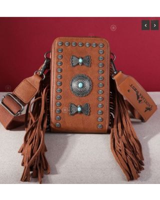 MW1270-183A BR Montana West Fringe Mariposa Concho Collection Phone Crossbody