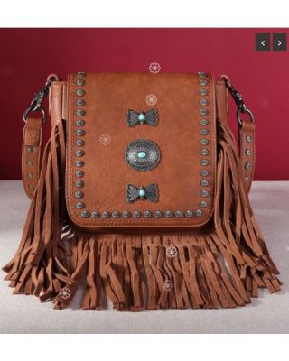 MW1270-8360 BR Montana West Fringe Mariposa Concho Collection Crossbody
