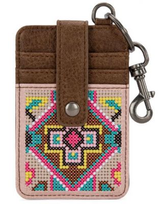 MW1278-W007 PK Montana West Embroidered Collection Mini Key Ring Card Case
