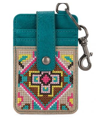 MW1278-W007 TQ Montana West Embroidered Collection Mini Key Ring Card Case