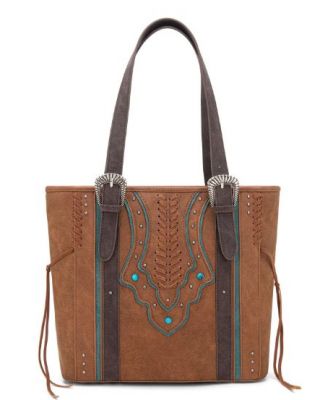 MW1280G-8317 BR Montana West Buckle Collection Concealed Carry Tote