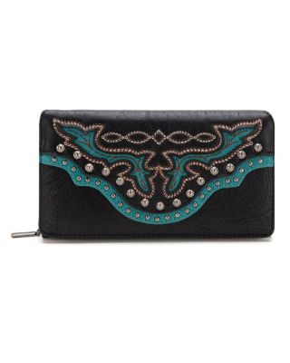 MW1281-W010 BK Montana West Embroidered Wallet