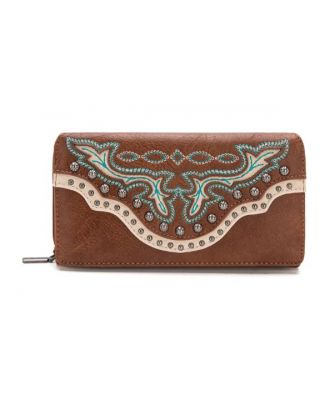 MW1281-W010 BR Montana West Embroidered Wallet