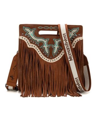 MW1281G-9360 BR Montana West Fringe Concealed Carry Tote/Crossbody