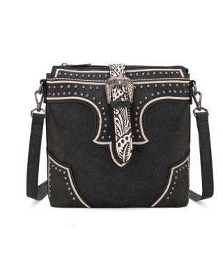 MW1282-8360 BK Montana West Buckle Collection Concealed Carry Crossbody Bag