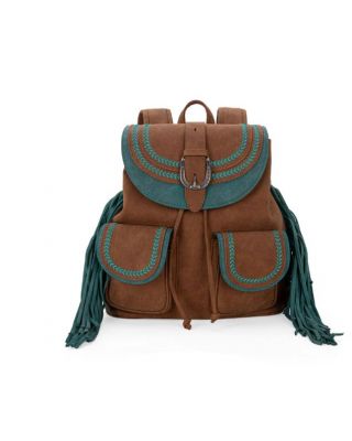 MW1289-9110 BR Montana West Fringe Buckle Collection Backpack