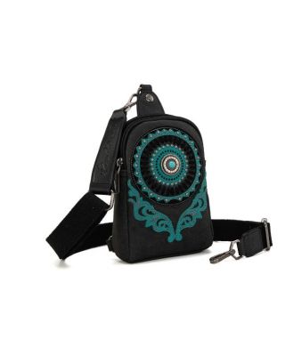 MW1291-210 BK Montana West Concho Embroidered Collection Sling Bag