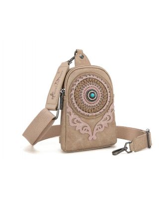 MW1291-210 KH Montana West Concho Embroidered Collection Sling Bag