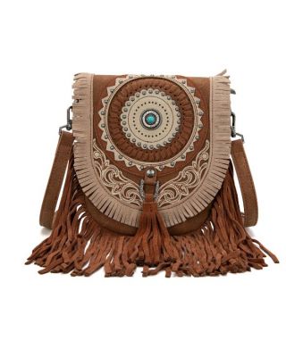 MW1291-8360 BR Montana West Concho Fringe Collection Saddle Bag/Crossbody