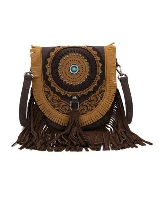 MW1291-8360 CF Montana West Concho Fringe Collection Saddle Bag/Crossbody