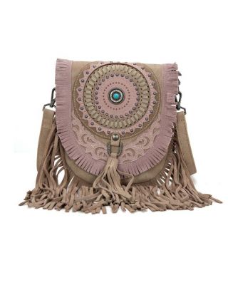 MW1291-8360 KH Montana West Concho Fringe Collection Saddle Bag/Crossbody