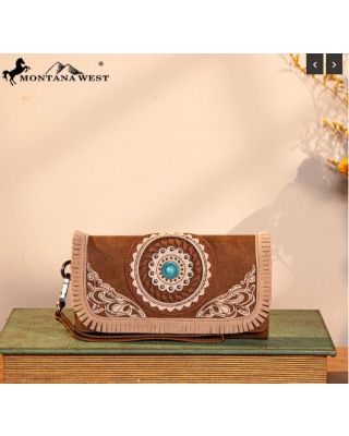 MW1291-W002 BR Montana West Concho Embroidered Collection Wallet