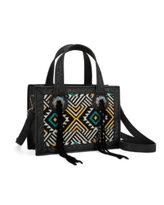 MW1292-8121 BK Montana West Aztec Tapestry Mini Tote/Crossbody