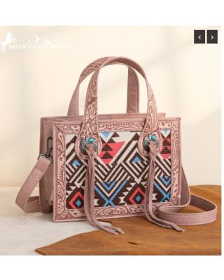 MW1292-8121 PK Montana West Aztec Tapestry Mini Tote/Crossbody