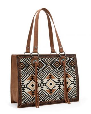 MW1292G-8110 BR Montana West Aztec Tapestry Concealed Carry Tote