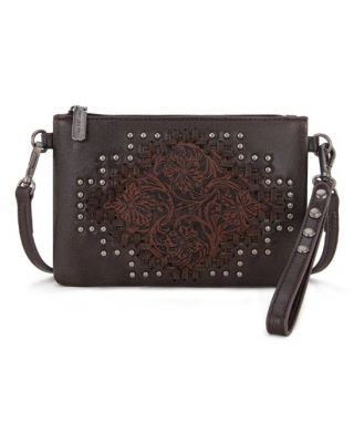 MW1299-181 CF Montana West Floral Tooled Wristlet Clutch/Crossbody Bag