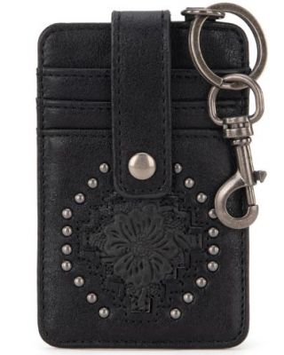 MW1299-W007 BK Montana West Tooled Collection Mini Key Ring Card Case