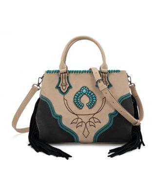 MW1302-8322 TN Montana West Concho Fringe Tote/Crossbody