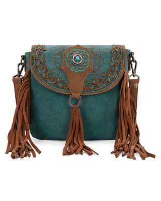 MW1307-8360 TQ Montana West Concho Embroidered Concho Collection Saddle Bag/Crossbody