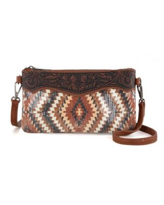 MW1308-181 BR Montana West Tooled Aztec Collection Crossbody/Clutch