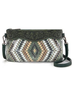 MW1308-181 GN Montana West Tooled Aztec Collection Crossbody/Clutch