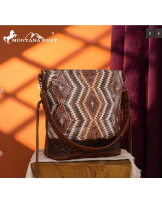 MW1308-918 BR Montana West Tooled Aztec Collection Hobo