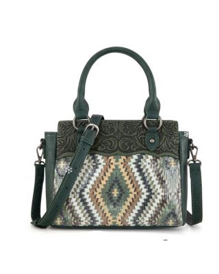 MW1308-9360 GN Montana West Tooled Aztec Collection Tote/Crossbody