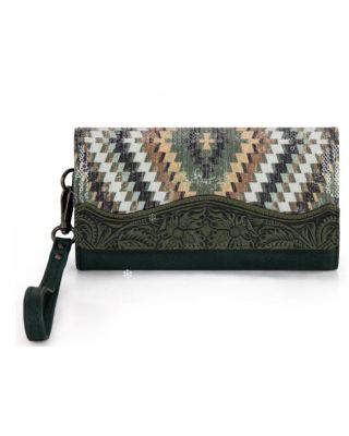 MW1308-W002 GN Montana West Tooled Aztec Collection Wallet