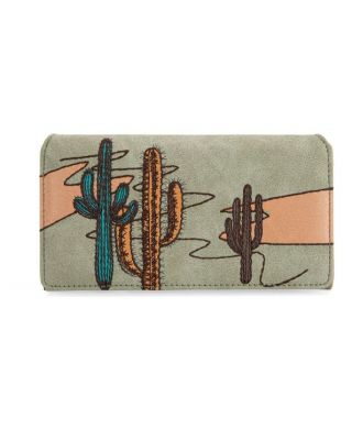 MW1309-W010 GN Montana West Embroidered Collection Long Wallet