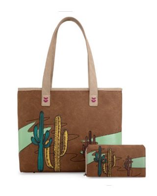 MW1309G-8317W BR Montana West Embroidered Tote with Wallet Set