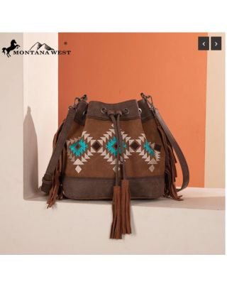 MW1312-8311 CFA Montana West Embroidered Collection Drawstring Shoulder Bag/Crossbody