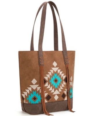 MW1312G-8317 BR Montana West Embroidered Collection Tote