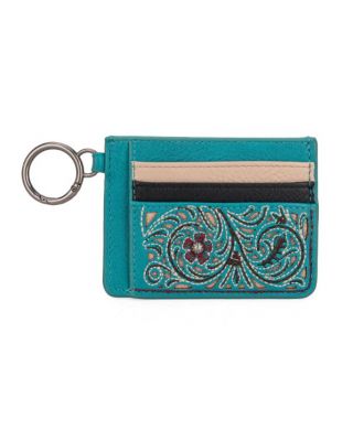 MW1313-W014 TQ Montana West Embroidered Floral Mini Zip Card Case