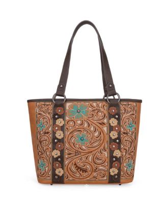 MW1313G-8317 BR Montana West Embroidered Concealed Carry Tote