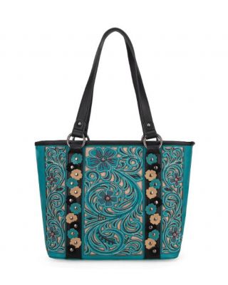 MW1313G-8317 TQ Montana West Embroidered Concealed Carry Tote