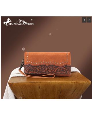 MW1314-W002 BR Montana West Tooled Collection Wallet