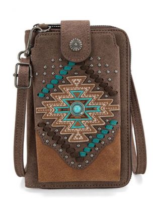 MW1315-183 CF Montana West Embroidered Aztec Collection Phone Wallet/Crossbody