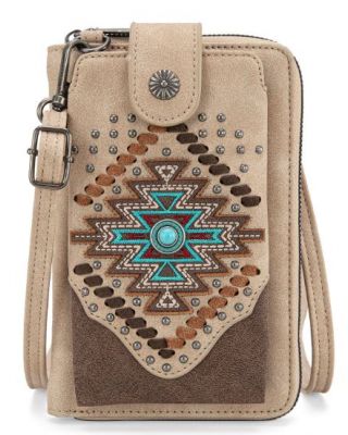 MW1315-183 TN Montana West Embroidered Aztec Collection Phone Wallet/Crossbody