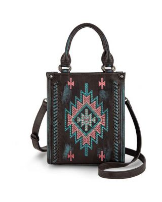 MW1317-1831 TQ Montana West Embroidered Aztec Small Tote/Crossbody