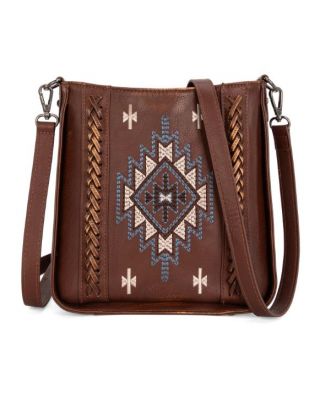 MW1317-8360 BR Montana West Embroidered Aztec Crossbody