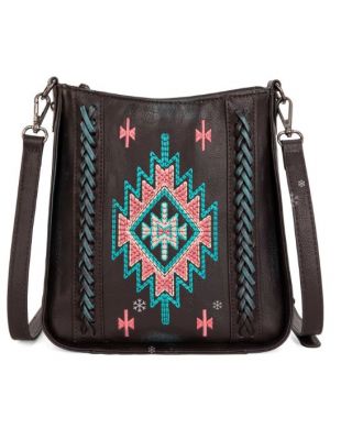 MW1317-8360 TQ Montana West Embroidered Aztec Crossbody