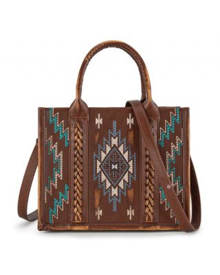 MW1317G-8899 BR Montana West Embroidered Aztec Tote