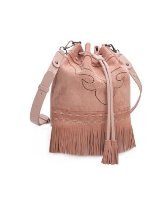 MW1341-8311PK Montana West Boot Stitch Fringe Drawstring Crossbody Bag