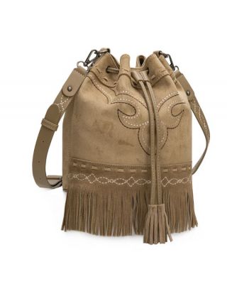 MW1341-8311KH Montana West Boot Stitch Fringe Drawstring Crossbody Bag
