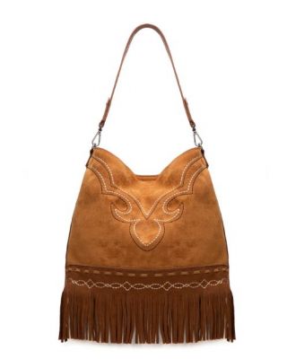 MW1341-918BR Montana West Boot Stitch Fringe Hobo Bag